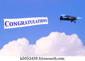 parabéns, avião, bandeira