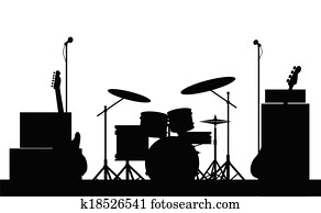 rockgruppe, ausrüstung, silhouette rockgruppe, ausrüstung, silhouette