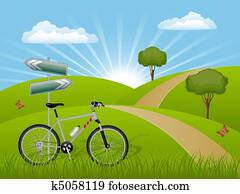 Summer landscape with a bike Summer landscape with a bike
