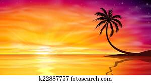 Sunset, Sunrise with Palm Tree Sunset, Sunrise with Palm Tree