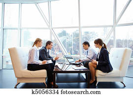 trabajando, en, oficina