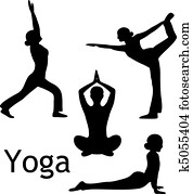 yoga poses silhouette vector yoga poses silhouette vector