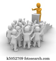 領導人, 講話, 到, audience., 3d, 提供, illustration.