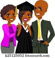 afrikansk amerikansk familie, avgangseksamendag