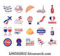 bundle of bastille day icons bundle of bastille day icons