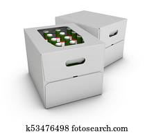cardboard box with beer bottles, 3d Illustration cardboard box with beer bottles, 3d Illustration