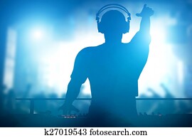 Club, disco DJ playing and mixing music for people. Nightlife Club, disco DJ playing and mixing music for people. Nightlife
