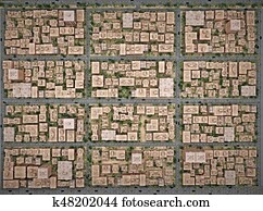 Low-rise city from above view Low-rise city from above view