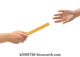 manos, y, carrera de relevos