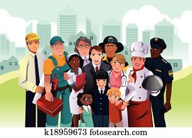 pessoas, com, diferente, ocupação