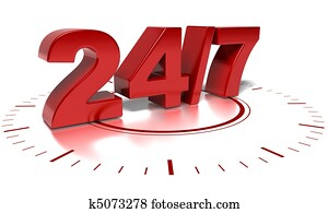 24 and 7 numbers over a white background 24 and 7 numbers over a white background