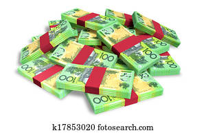 Australian Dollar Notes Scattered Pile Australian Dollar Notes Scattered Pile
