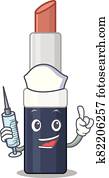 Brown lipstick humble nurse mascot design with a syringe Brown lipstick humble nurse mascot design with a syringe