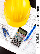 construction drawing and tools