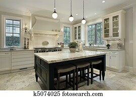 cozinha, com, granito, countertops