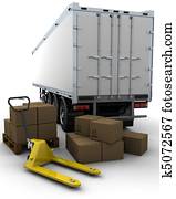 freight trailer and shipping boxes freight trailer and shipping boxes