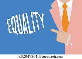 Handwriting text writing Equality. Concept meaning state of being equal especially in status rights or opportunities