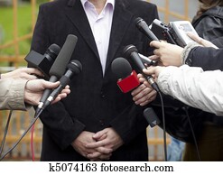 reunião negócio, conferência, jornalismo, microfones