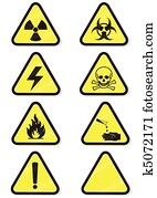 Set of chemical warning signs. Set of chemical warning signs.
