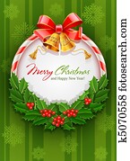 עטרה של חג ההמולד, עם, כרע, ו, זהב, פעמונים