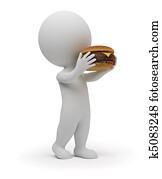 3d small people eats a hamburger 3d small people eats a hamburger