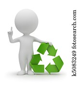 3d small people with a recycling symbol 3d small people with a recycling symbol