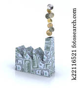 Building factory made of dollar money Building factory made of dollar money