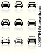 Car symbol or road sign vector set. Car symbol or road sign vector set.