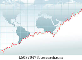gráfico, economía global, crecimiento financiero, mapa