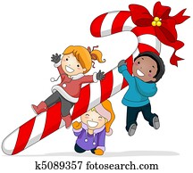 Kids Playing with a Candy Cane Kids Playing with a Candy Cane