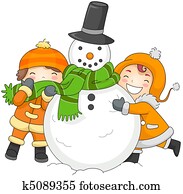 Kids Playing with a Snowman Kids Playing with a Snowman