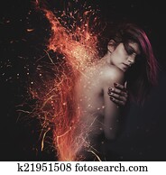 sensual beautiful latin woman with fire sensual beautiful latin woman with fire