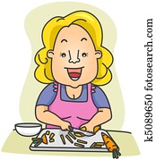 Woman Slicing Carrots Woman Slicing Carrots
