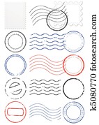 וקטור, קבע, של, חותמות דואר, &, stamps.