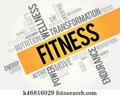 健身, 词汇, 云, 拼贴艺术