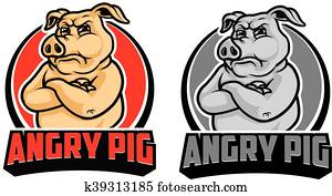 Angry Pig Cartoon Logo Angry Pig Cartoon Logo