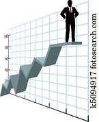 homem negócio, cima, topo, companhia, mapa crescimento