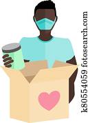 Man Donating Food Concept Vector