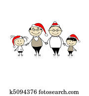 Merry christmas. Happy family together - grandparents and grandchildren