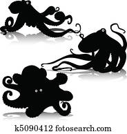 octopus vector silhouettes octopus vector silhouettes