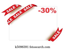Red corner ribbon with sale sign Red corner ribbon with sale sign
