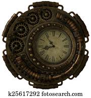 Steampunk Clock, 3d CG Steampunk Clock, 3d CG