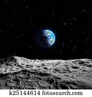 vistas, de, terra, de, lua