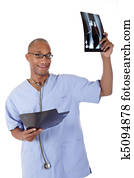 Young successful African American man doctor, xray