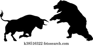 Bear Versus Bull Silhouette Concept Bear Versus Bull Silhouette Concept