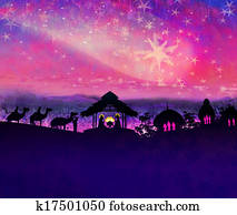 Biblical scene - birth of Jesus in Bethlehem. Biblical scene - birth of Jesus in Bethlehem.
