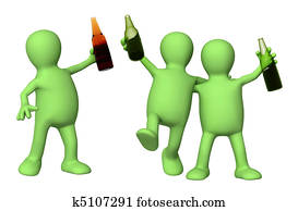 Cheerful friends with bottles of beer Cheerful friends with bottles of beer