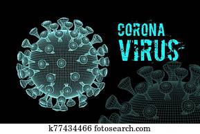 Coronavirus 2019-nCoV virus. 3d illustration on black Coronavirus 2019-nCoV virus. 3d illustration on black