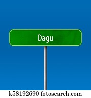 Dagu - town sign, place name sign