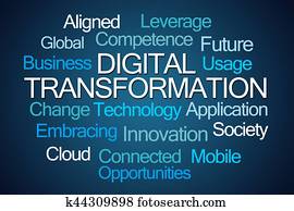 digital, transformación, palabra, nube